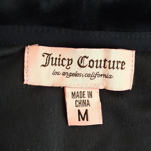 Juicy Couture Velour Track Jacket Y2K Rhinestone Bling Full Zip Hoodie Blue M - Picture 8 of 14